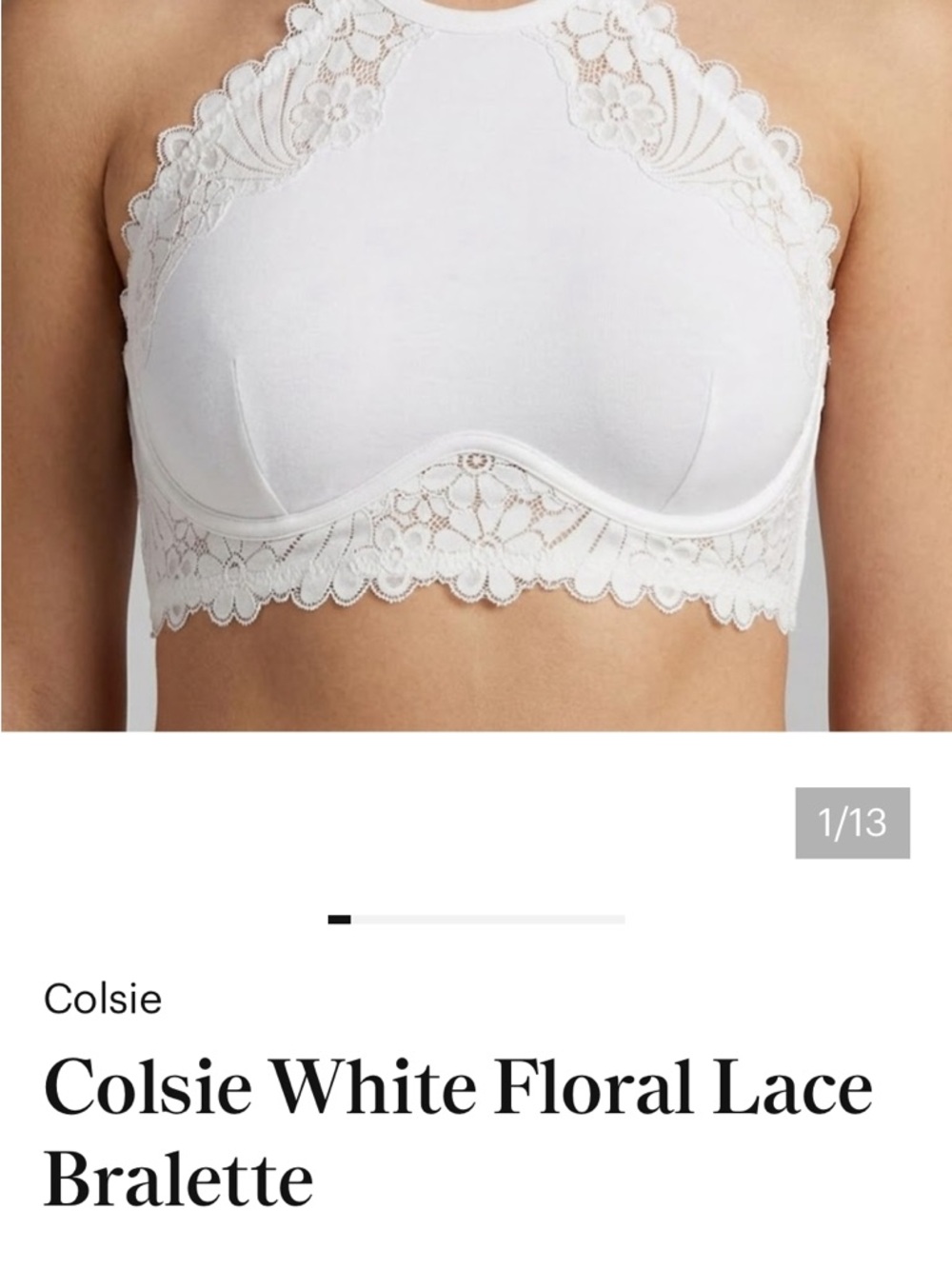 Colsie Lace High-Neck Bralette in White